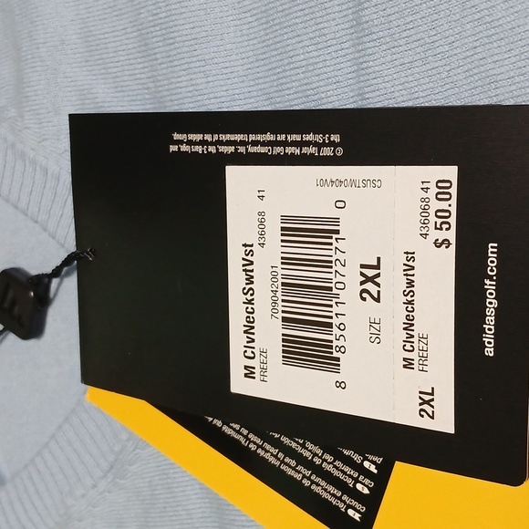 Adidas Light Blue V-Neck Sweater Size2XL - Picture 8 of 8